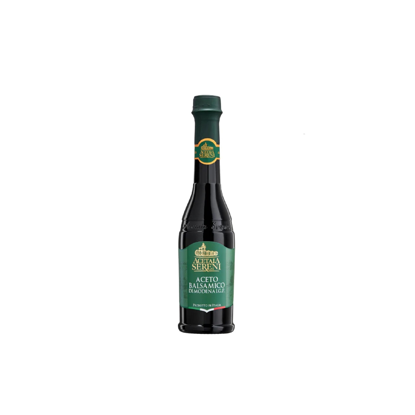 AcetoBalsamicodiModenaIGPGreen. Distributed by Alpha Omega Imports