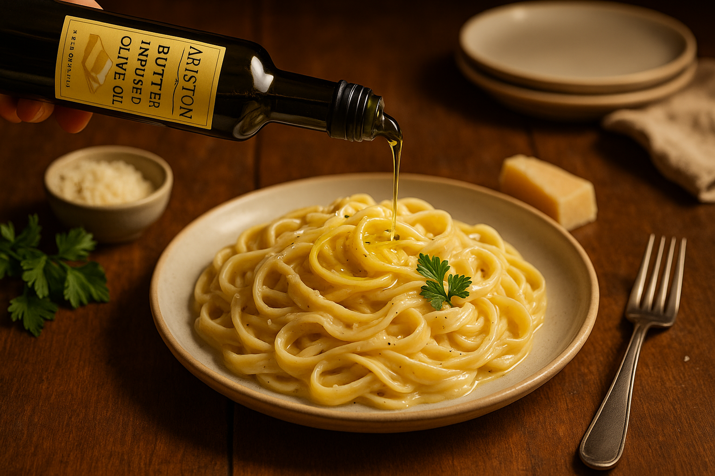 Elegant pasta lifestyle scene
