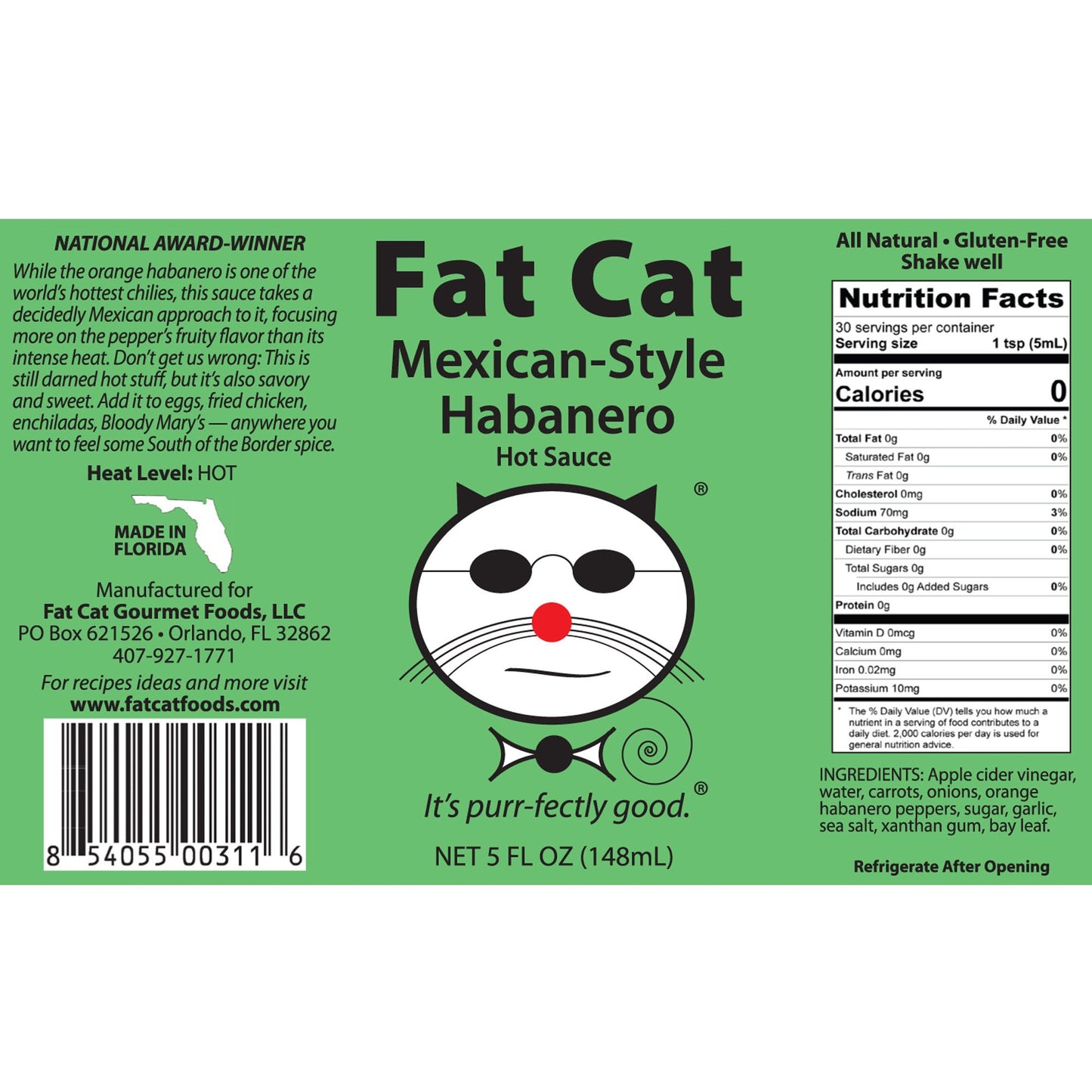 Fat Cat Mexican-Style Habanero Hot Sauce (5 oz.)