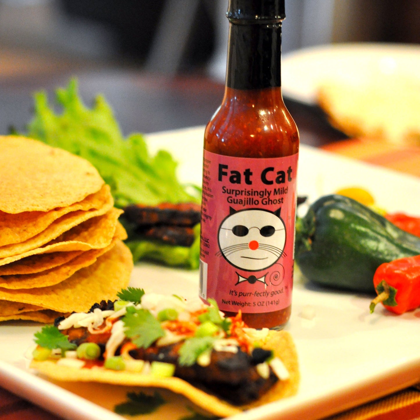 Fat Cat Surprisingly Mild Guajillo Ghost โ Tex-Mex Hot Sauce (5 oz.)