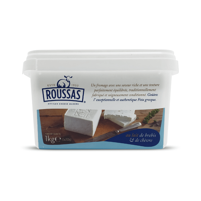 Authentic Traditional Greek Roussas Feta Cheese PDO Certified Made with Sheep and Goat s Milk 2.2 lbs