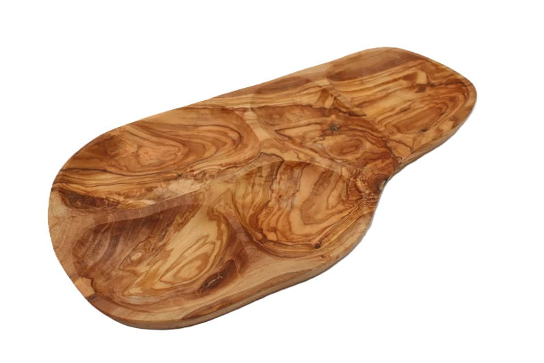 Olive Wood multi compartment Servicing Bowl. By Alpha Omega Imports