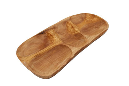 Olive Wood multi compartment Servicing Bowl. By Alpha Omega Imports