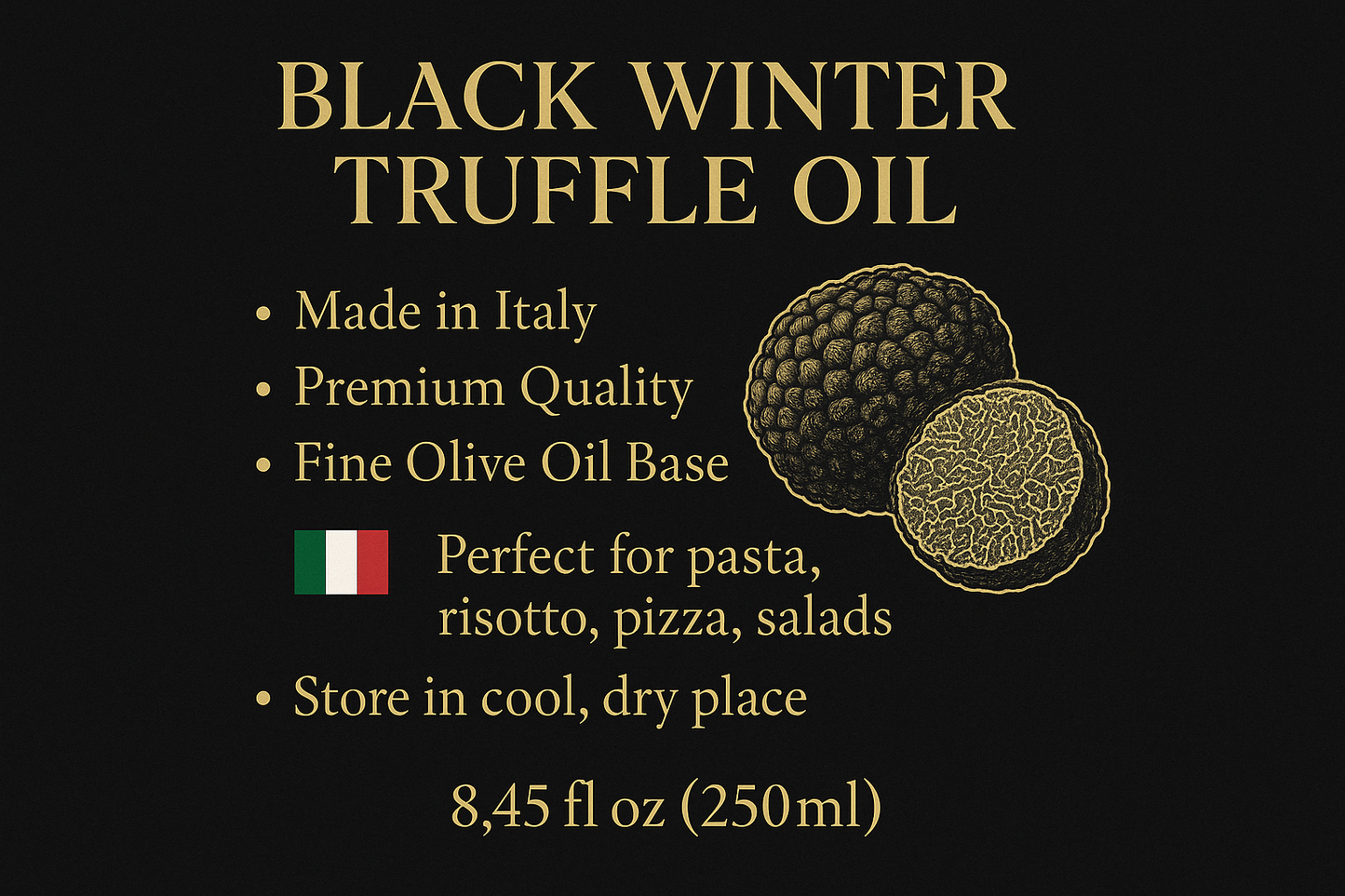 Black truffle oil infographic