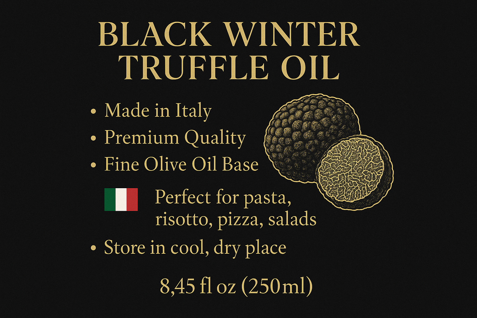 Black truffle oil infographic