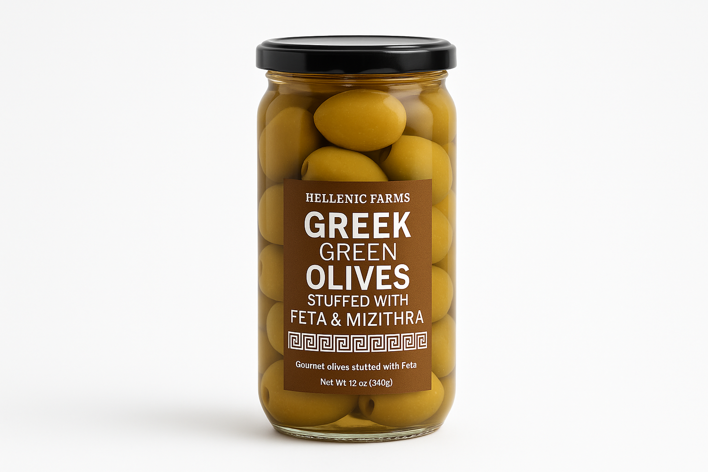 Clean Hellenic Farms stuffed olives product shot