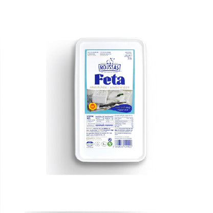 Roussas Feta cheese. Distributed by Alpha Omega Imports