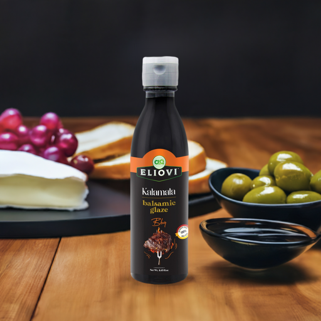 Eliovi Balsamic Glaze Bbq. Imported and Distributed by Alpha Omega Imports