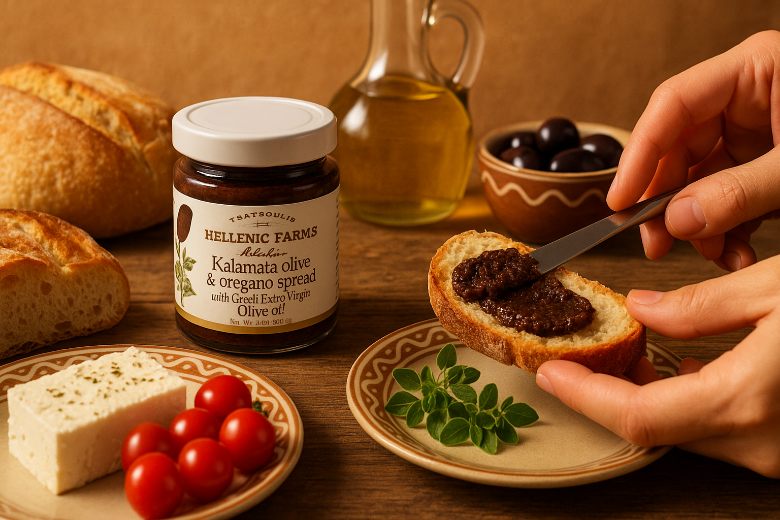 Greek bread lifestyle with exact jar