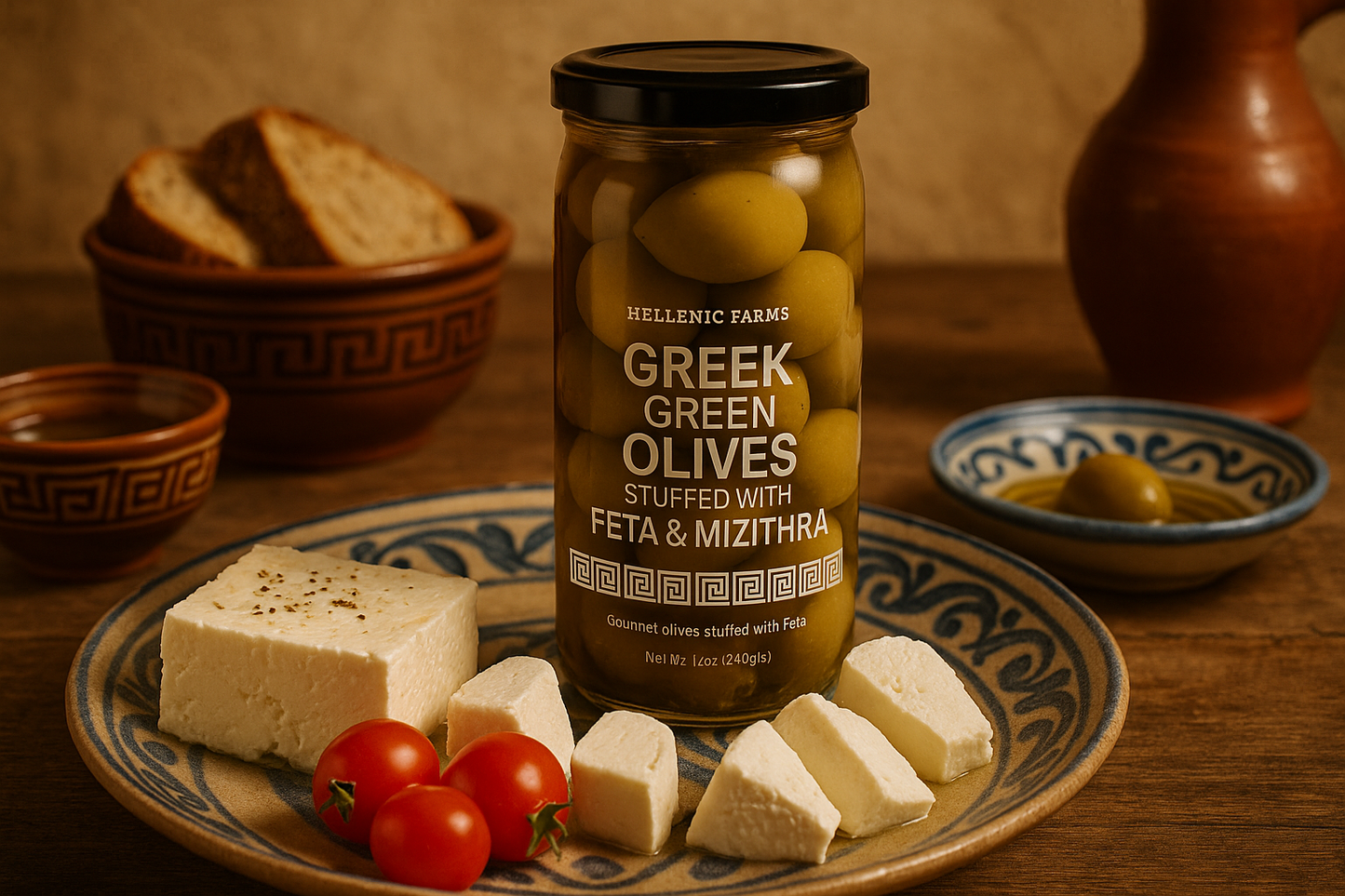 Greek mezze lifestyle with exact jar