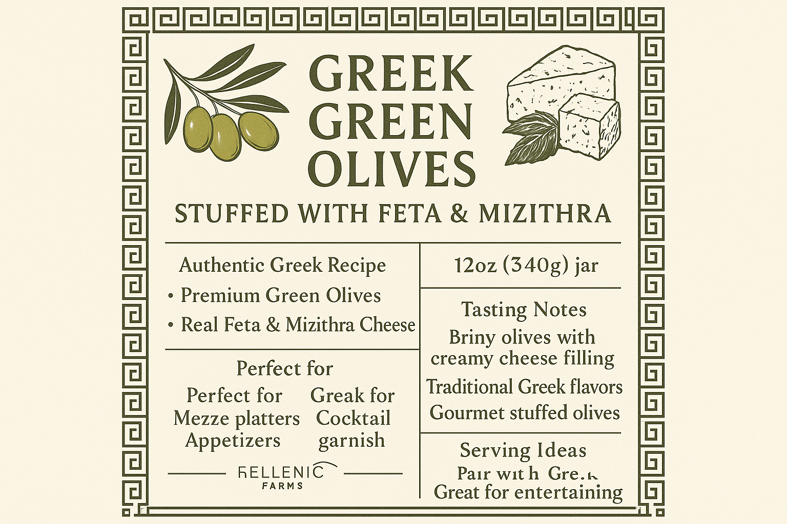 Greek stuffed olives infographic