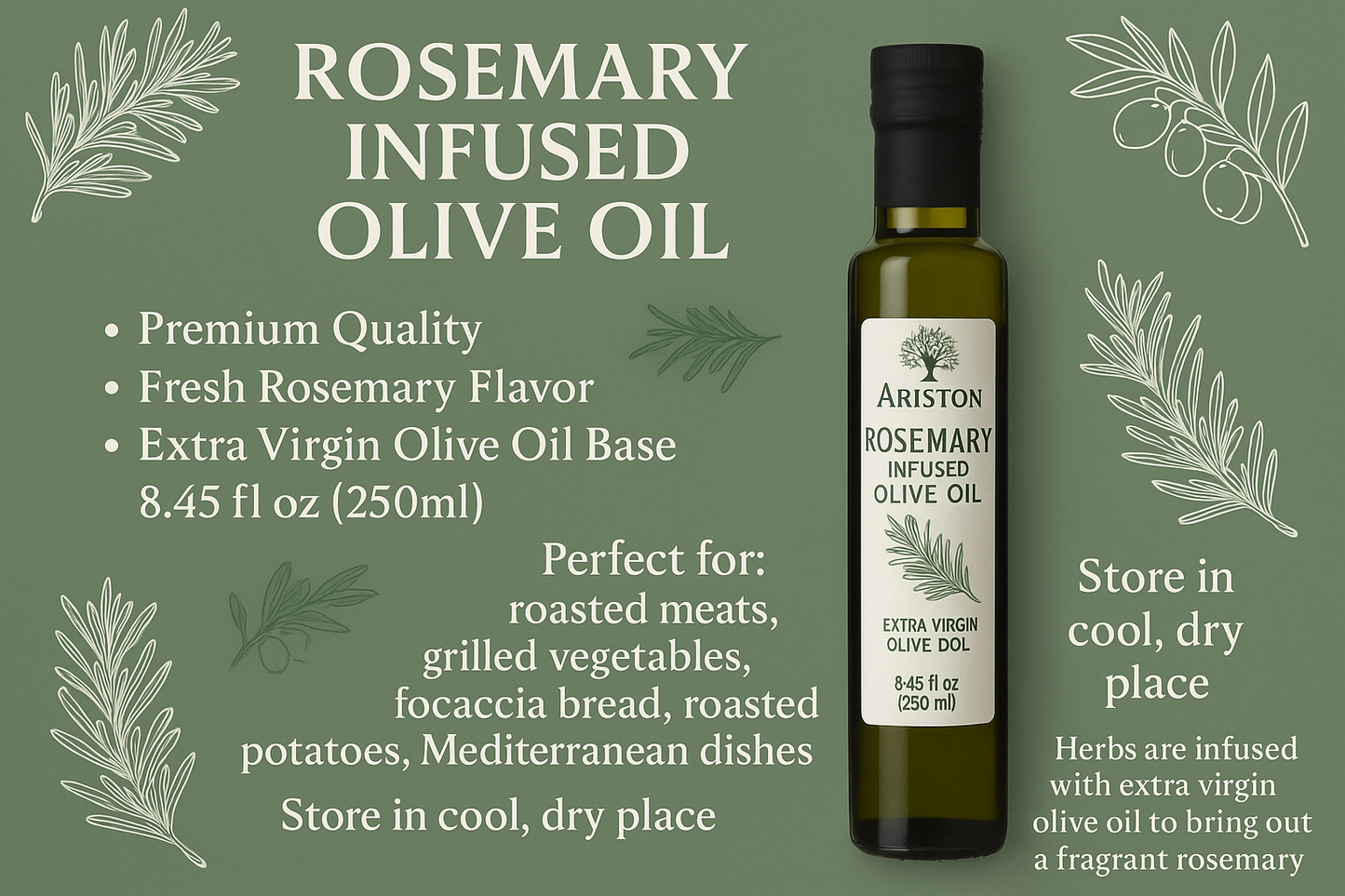 Rosemary-infused olive oil infographic