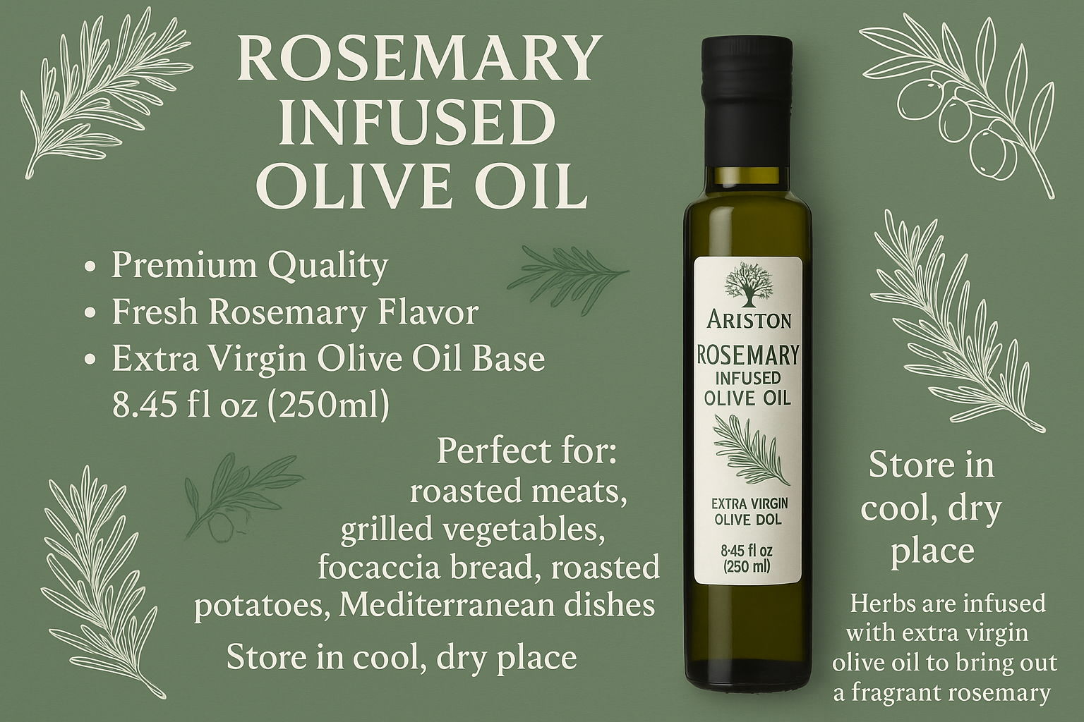 Rosemary-infused olive oil infographic