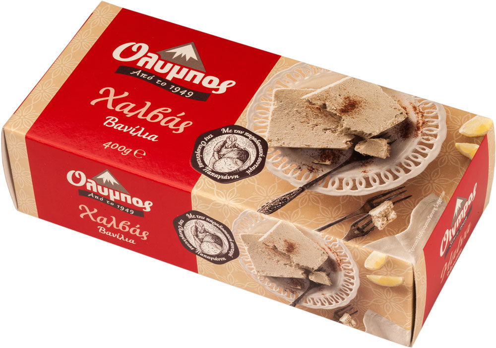 Olympos Vanilla Halva Imported and Made with Traditional Recipe Since 1949 14.11 oz 400gr